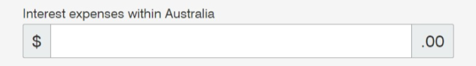 The Interest expenses within Australia label of a tax return.