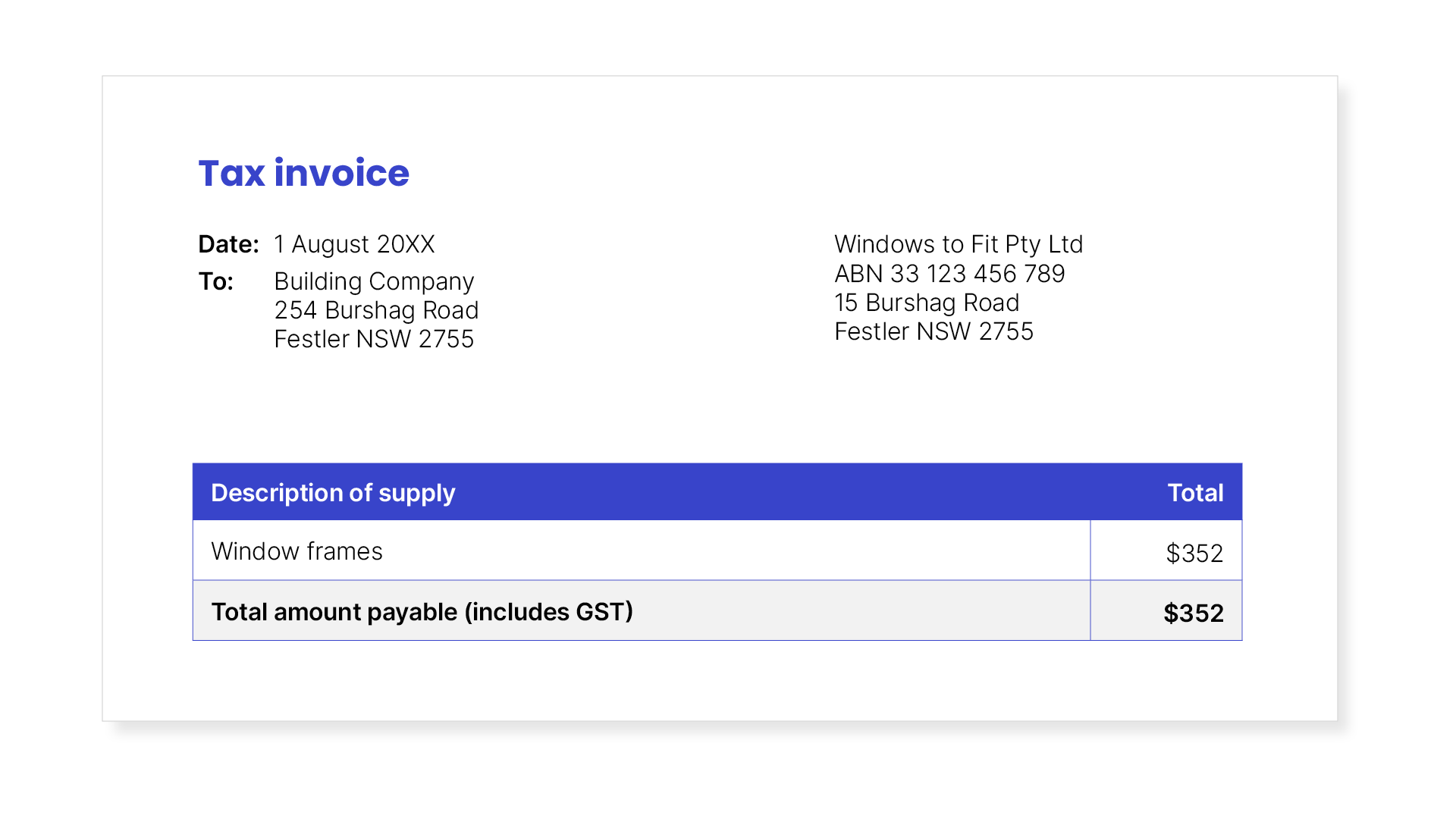 A tax invoice